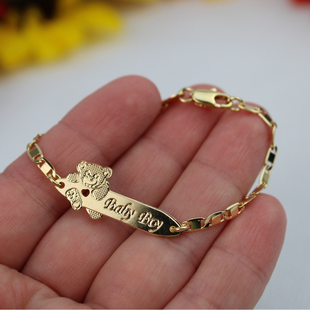Baby Boy  Gold plated bracelet 6” / Pulsera  para bebé bañada en Oro